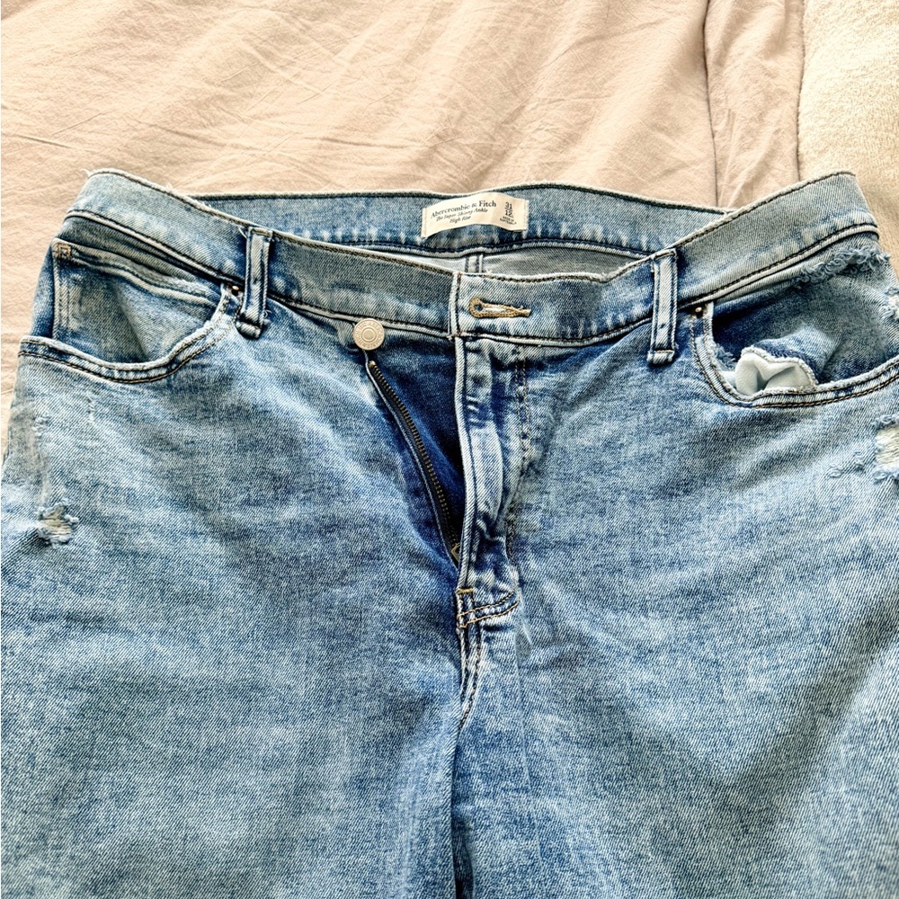 Abercrombie & Fitch Light Wash Super Skinny Ankle High Rise- Faded Blue